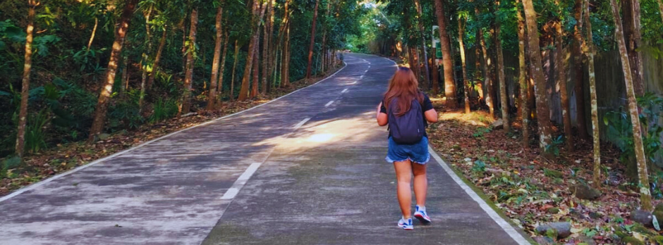 A woman walking in Lingnon Hill